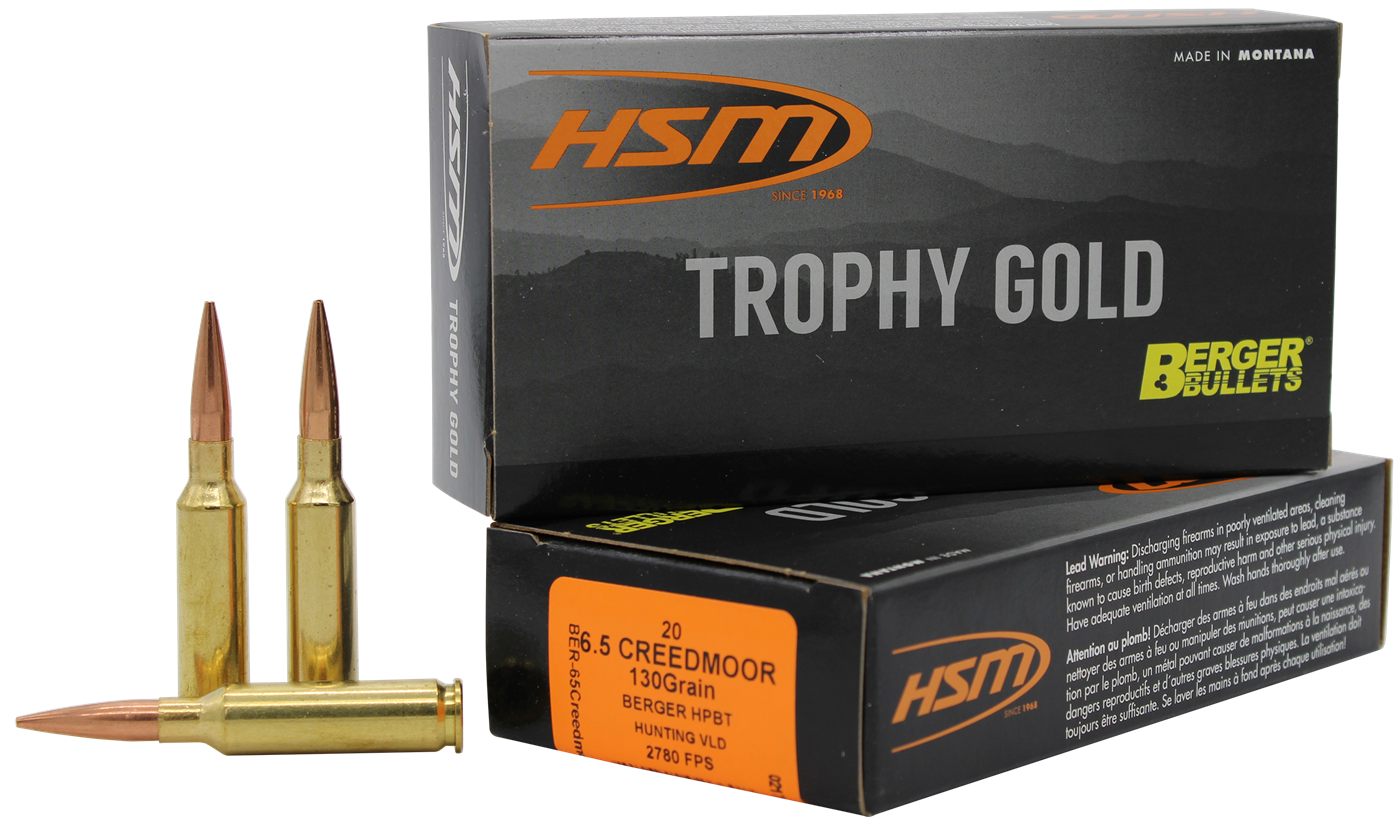 HSM 65CRD130VLD Trophy Gold Extended Range 6.5 Creedmoor 130 gr Berger Hunt