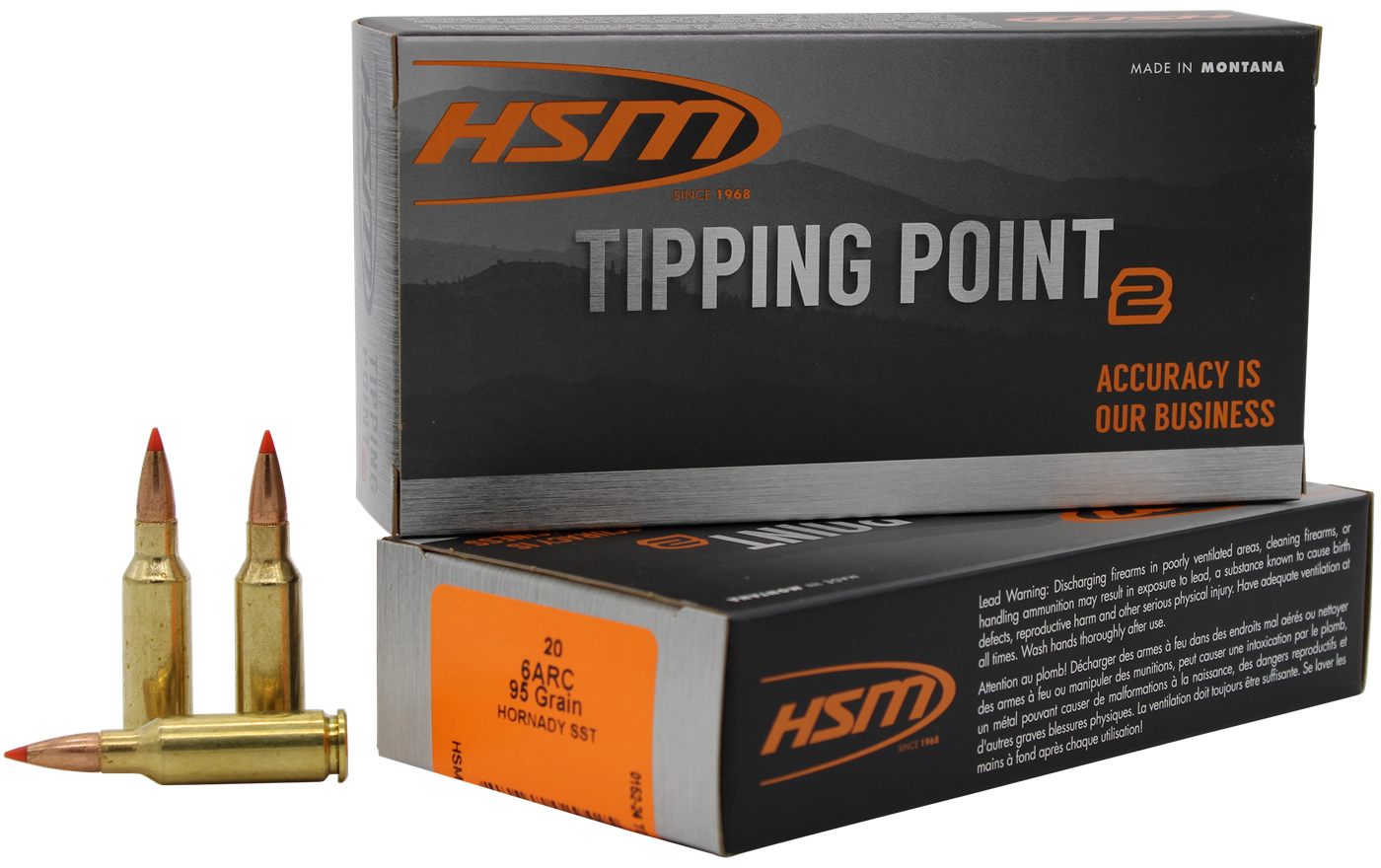 HSM Ammo 6ARC2N Tipping Point Super Shock 6mm ARC 95 gr 20 Per Box/ 25 Case