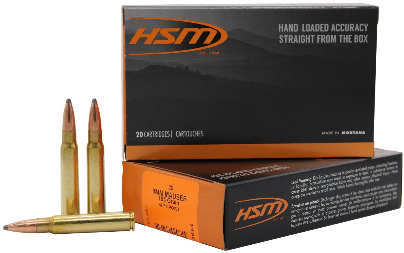 HSM Ammo 8MAUSER5N 8mmMauser 195gr Soft Point 20 Per Box/20 Case