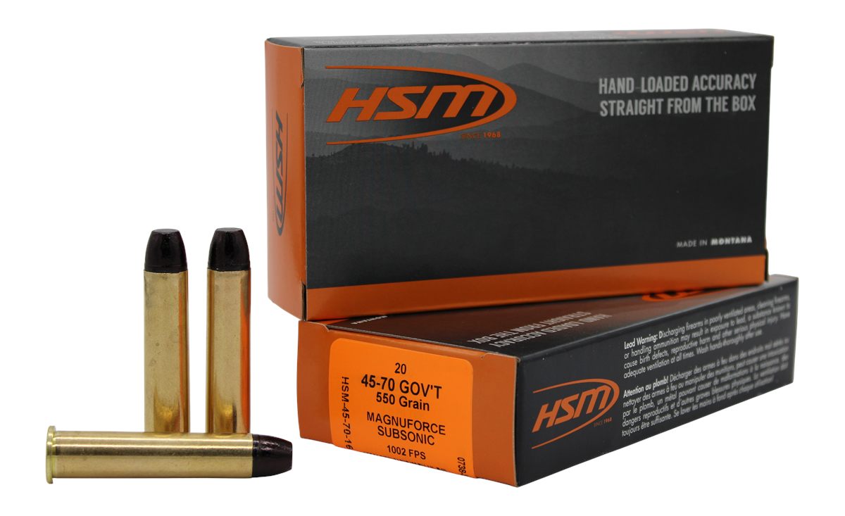 HSM 457016N 45-70 Gov 550gr Hard Cast Long Flat Nose 20 Per Box/25 Case