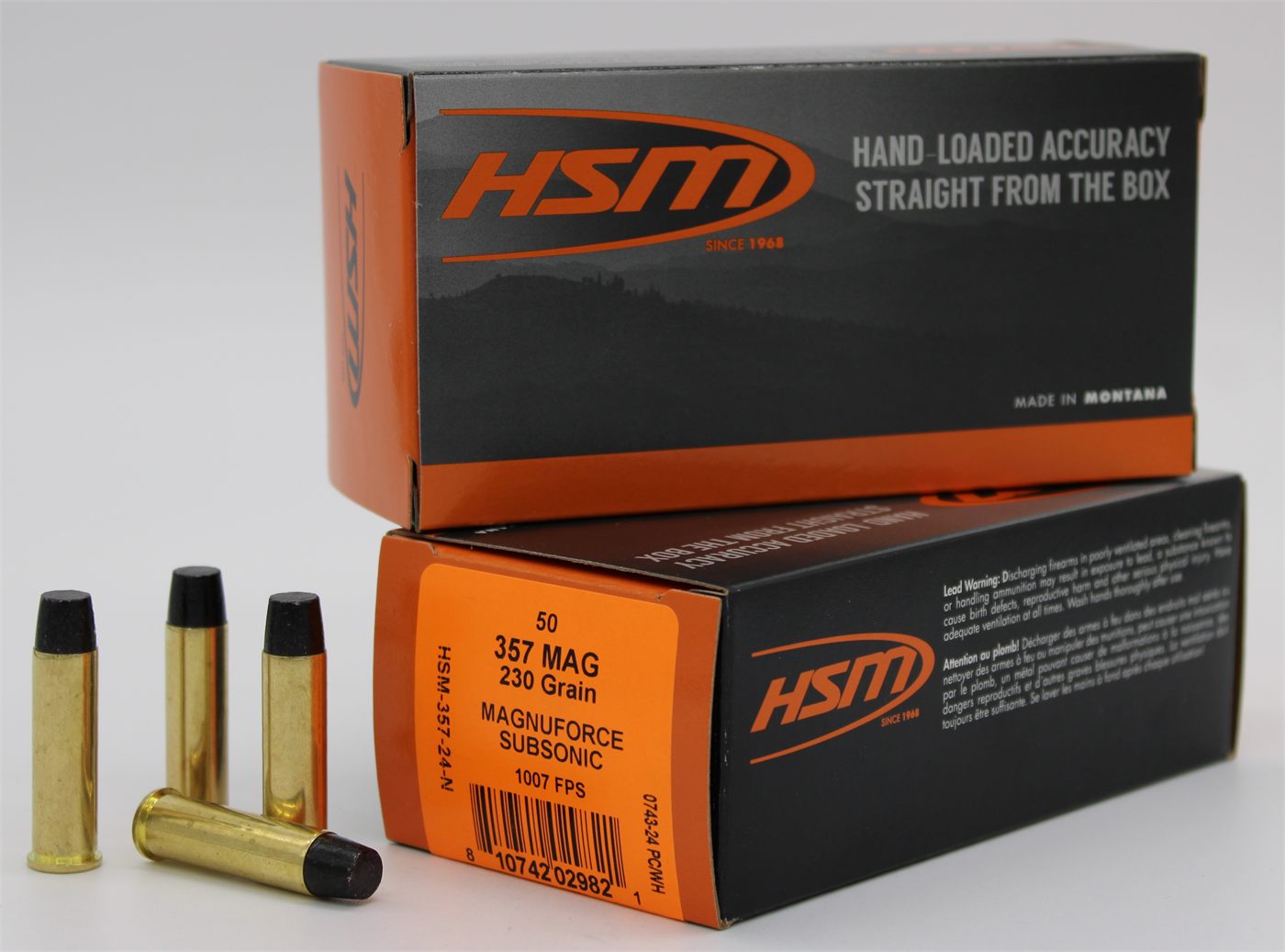HSM 35724N 357 Mag Subsonic 230gr Hard Cast Long Flat Nose 50 Per Box/10 Ca