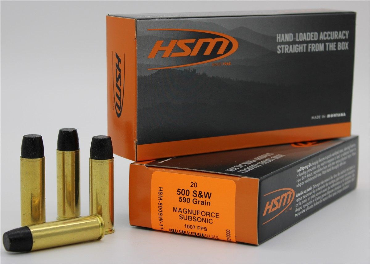 HSM Ammunition 500SW11N WMag Subsonic 590gr Hard Cast Long Flat Nose 20 Per