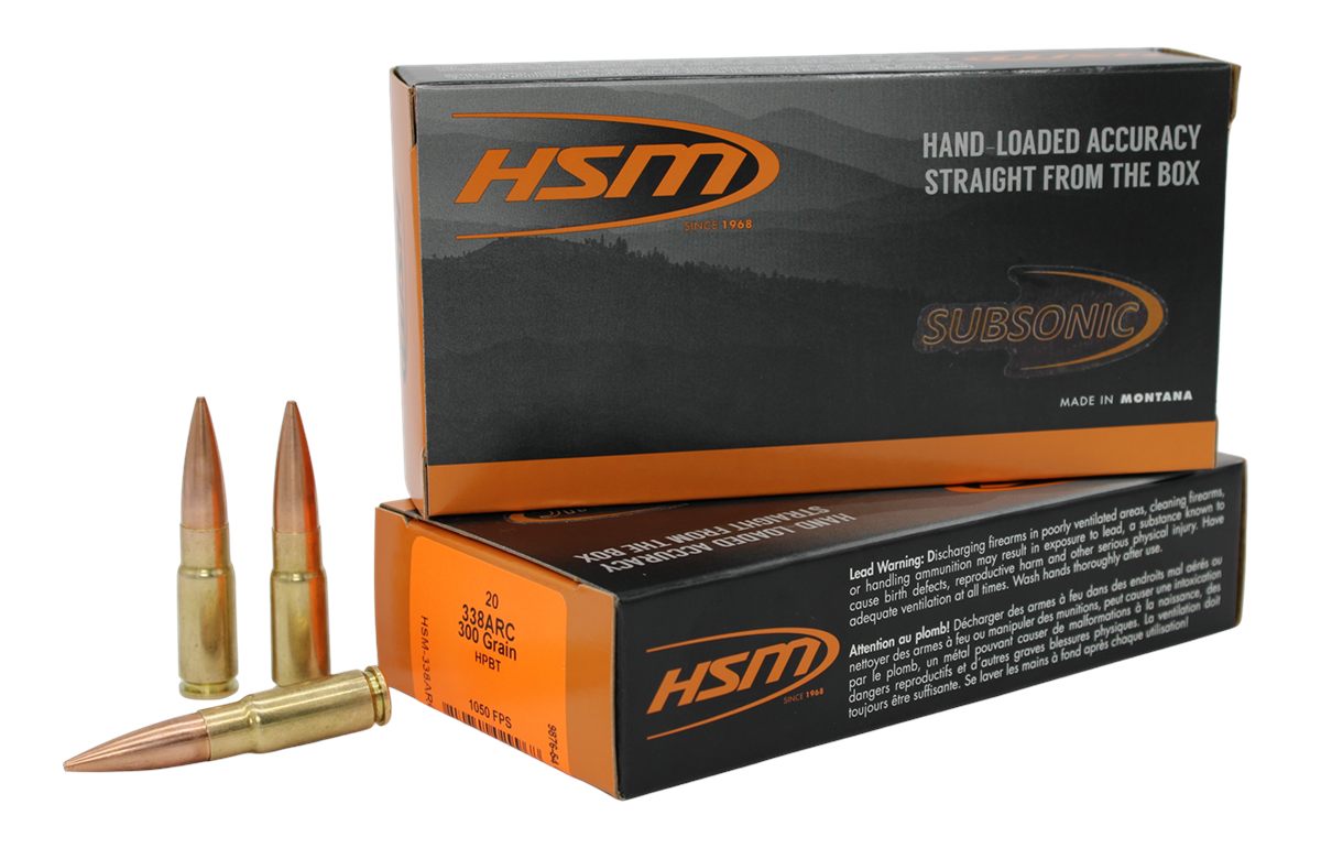 HSM 338ARC1N Subsonic 300gr Hollow Point Boat Tail 20 Per Box/25 Case view 2