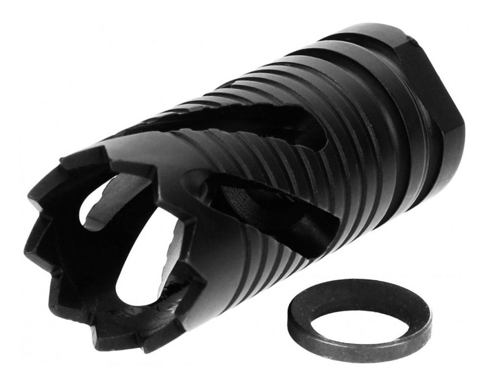 Tacfire MZ10213B Thread Crown Muzzle Brake Black Oxide Steel with 5/8in-24 view 2