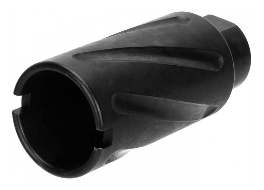 Tacfire MZ1007N Spiral Fluted Muzzle Brake Black Oxide Steel with 1/2in-28 view 2