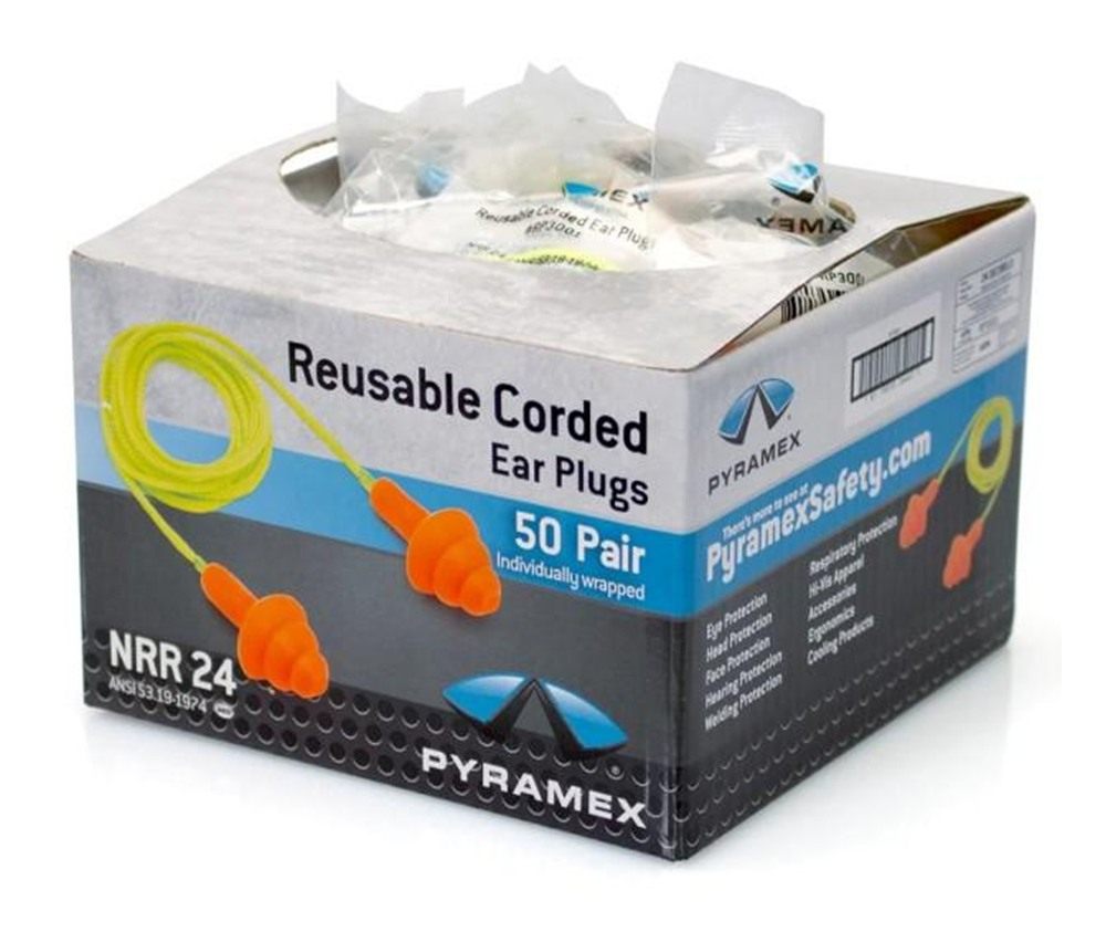 Pyramex RP3001 Reusable Earplugs Polymer 24 dB Behind The Neck Orange/Yello view 3