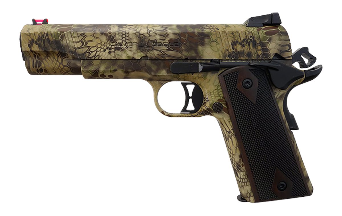 T R Imports 191145CM2 1911 45 ACP 7+1 KT Slide Camo, Walnut Grip