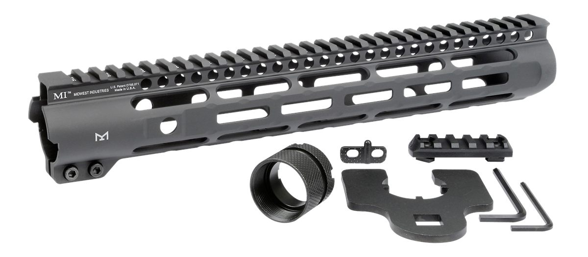 Midwest Industries MISLH12625 Slimline AR-15 Black Hardcoat Anodized Alumin