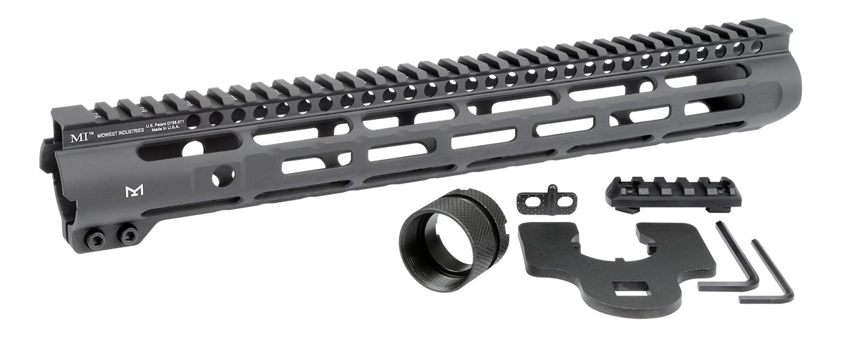 Midwest Industries MISLH14 Slimline AR-15 6061 Aluminum Black Hard Coat Ano