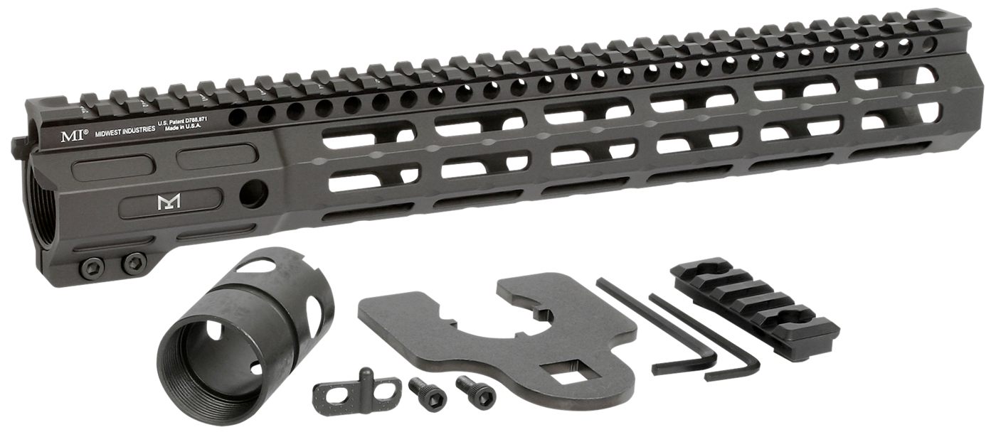 Midwest Industries MINF135 Night Fighter 13.50in M-LOK Black Hardcoat Anodi