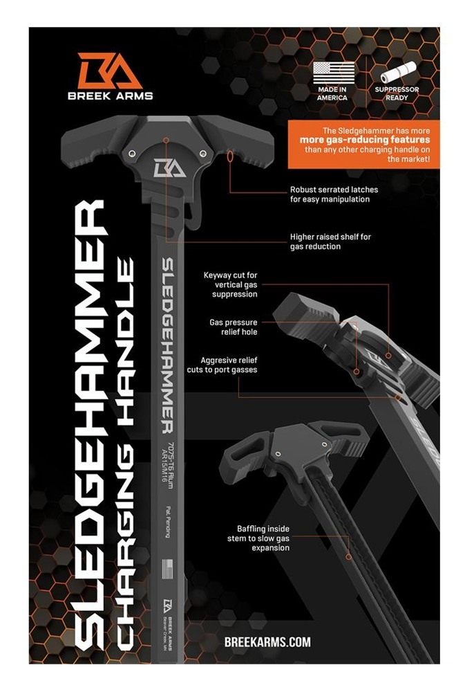 Breek Arms BRK6010 Sledgehammer Charging Handle AR-10/LR-308 Black Aluminum view 2