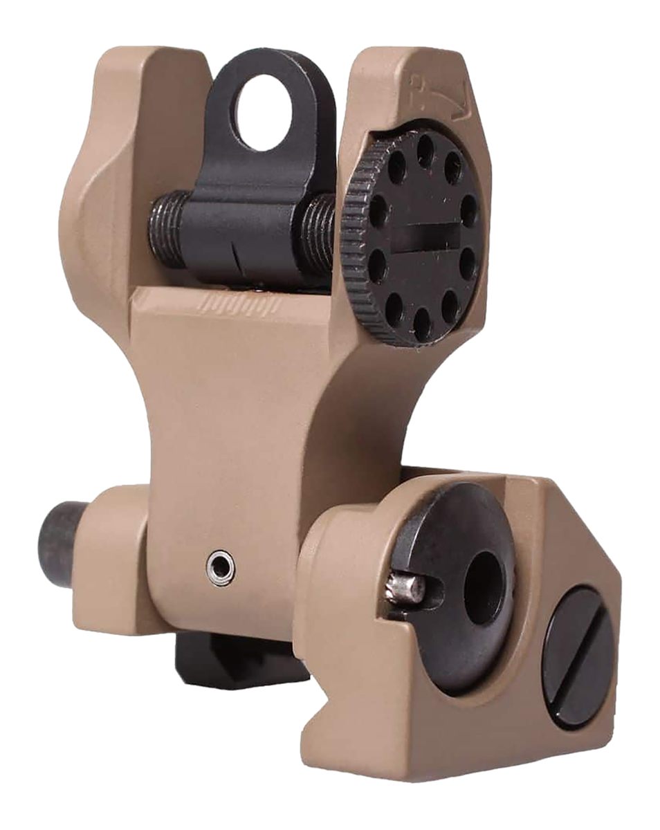 Troy Ind SSIGFBSROFT00 Rear Folding BattleSight Round Flat Dark Earth for A