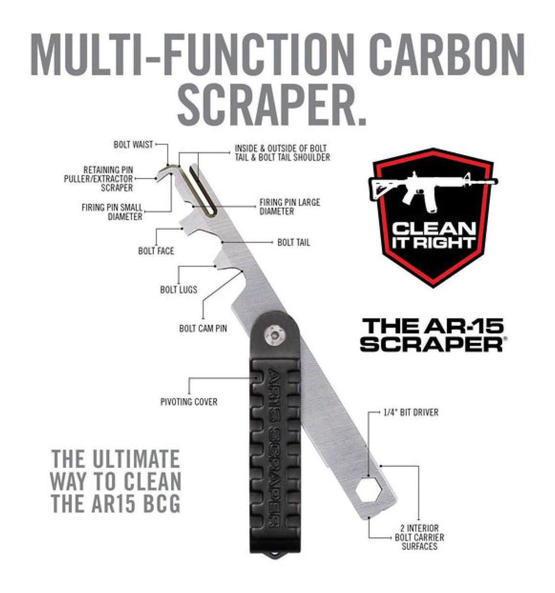 Real Avid AVAR15S AR-15 Scraper Stainless Steel view 2