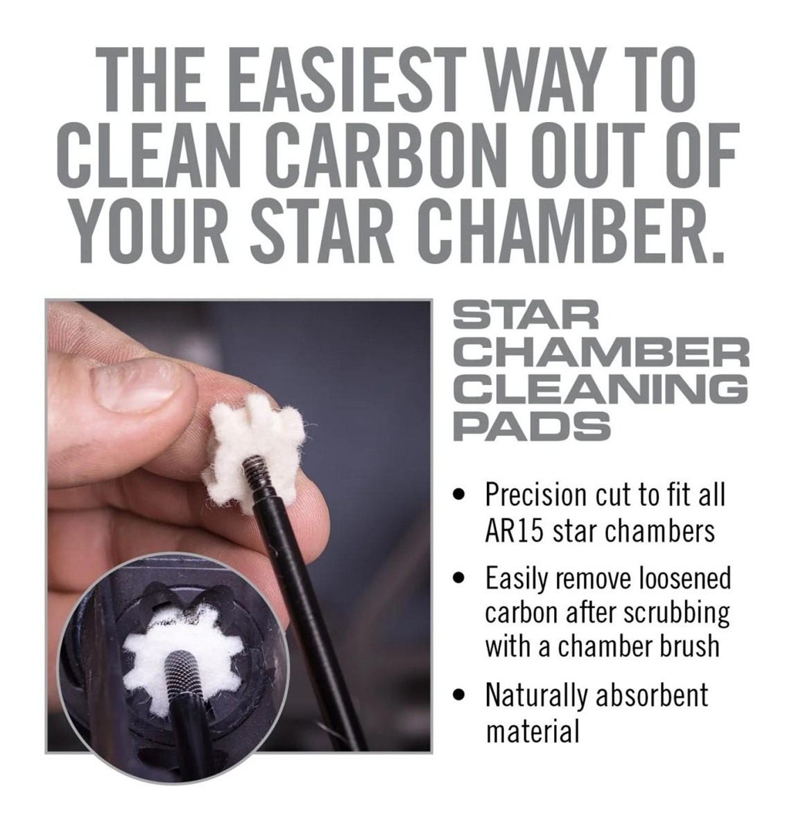 Real Avid AVAR15CP Star Chamber Cleaning Pads 223 Rem/5.56x45mm Nato Wool 2 view 2