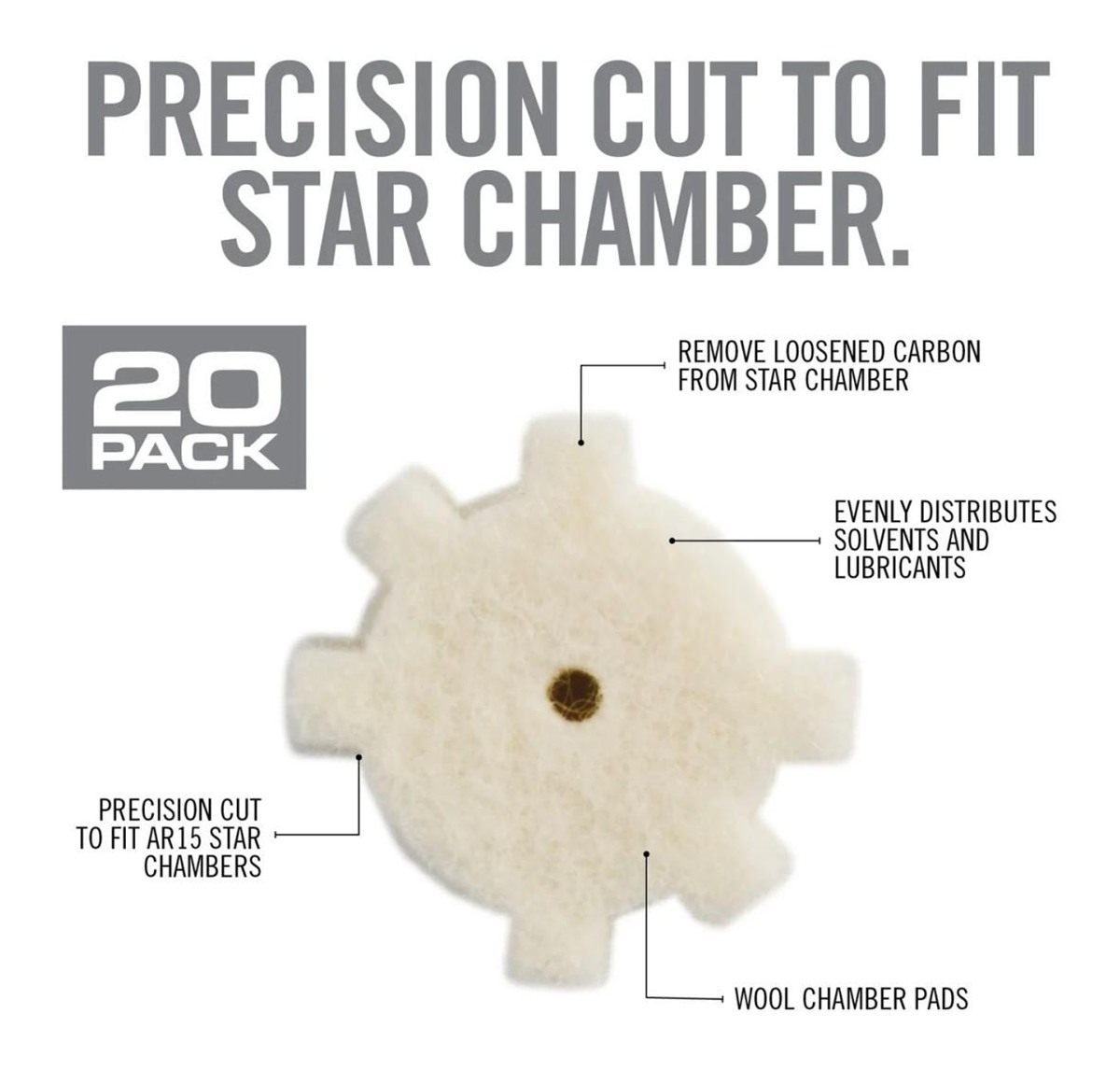 Real Avid AVAR15CP Star Chamber Cleaning Pads 223 Rem/5.56x45mm Nato Wool 2 view 3