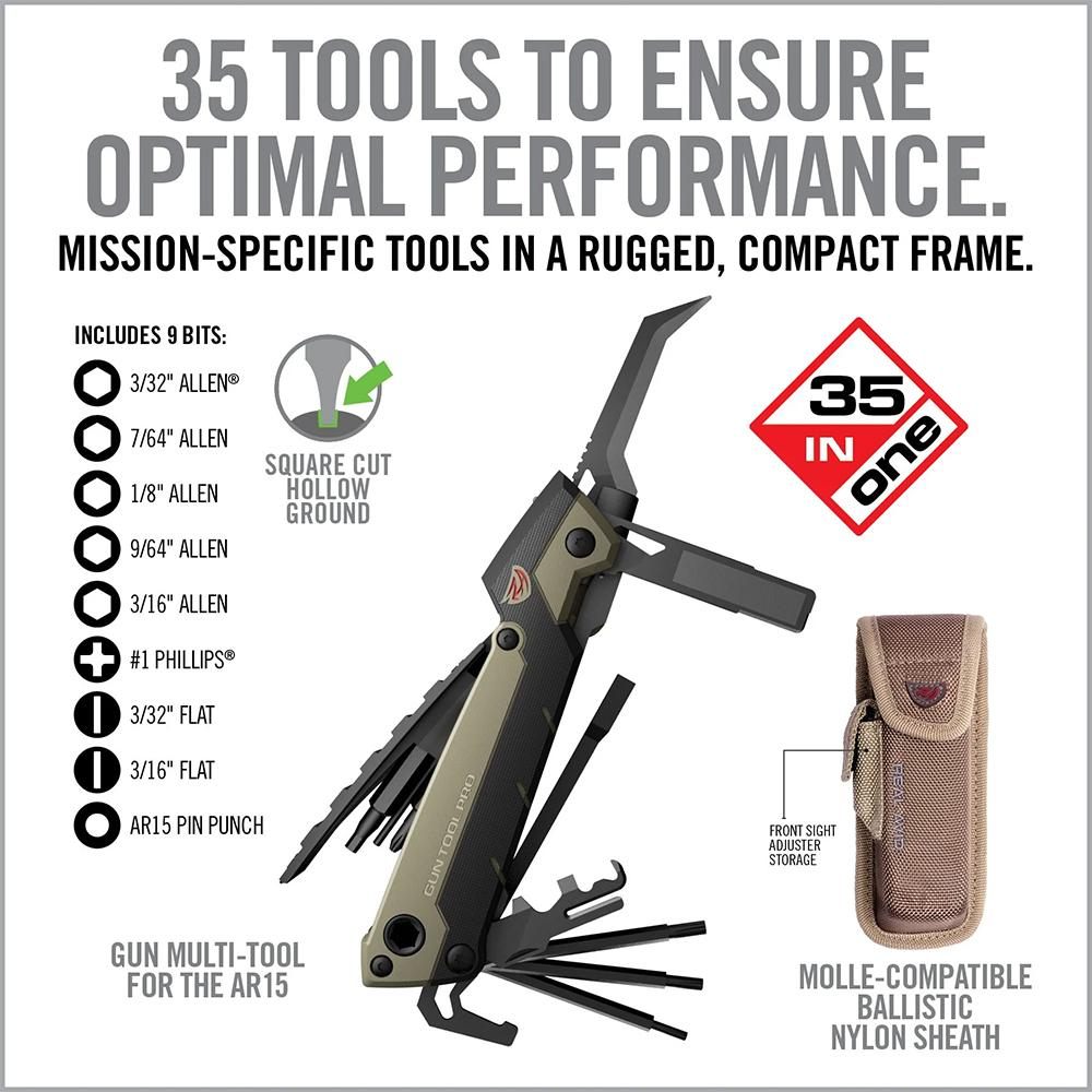 Real Avid AVGTPROAR Gun Tool Pro OD Green Stainless Steel Plain Blade AR-15 view 3