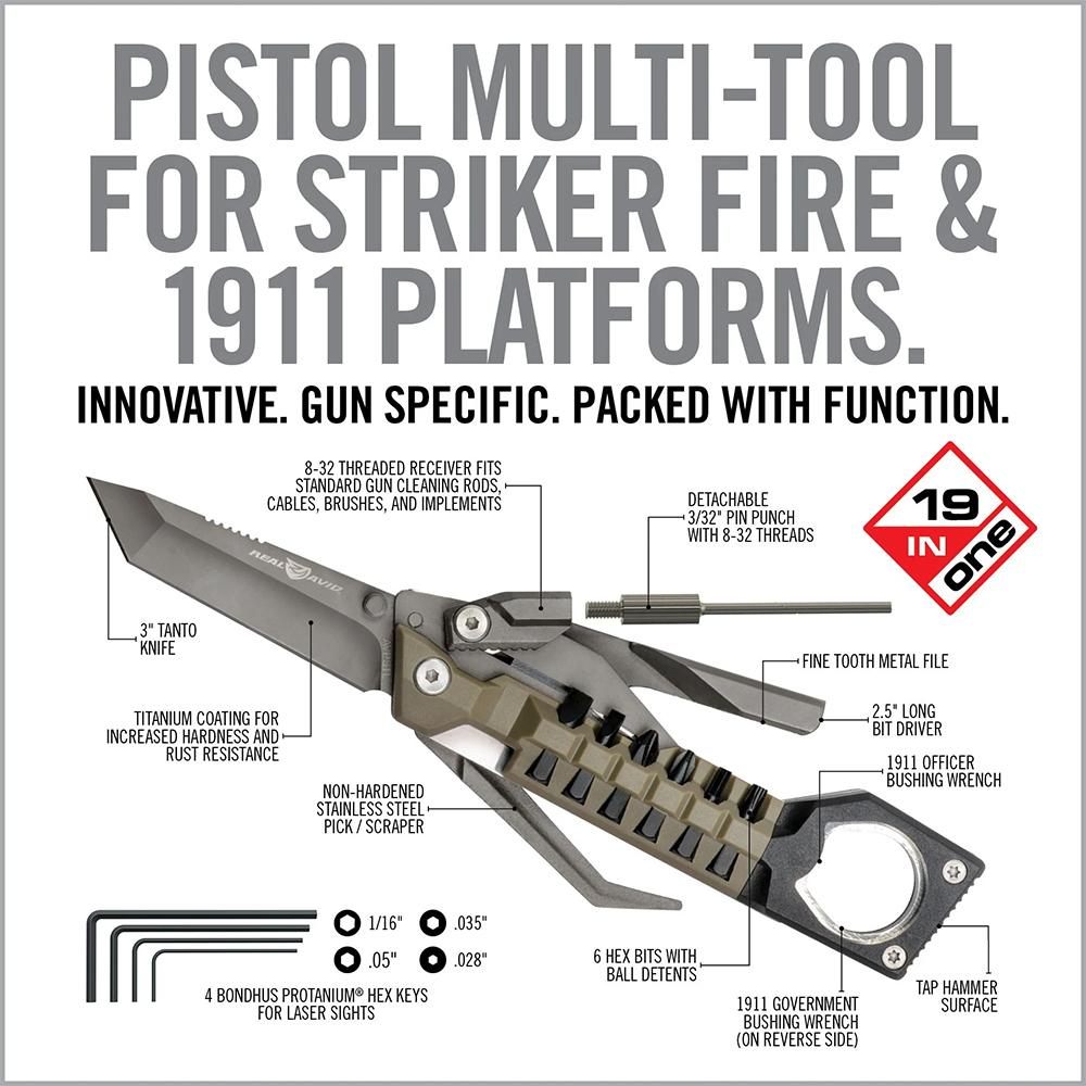 Real Avid AVPSTL Pistol Tool Silver Stainless Steel 3in Part Serrated Handg