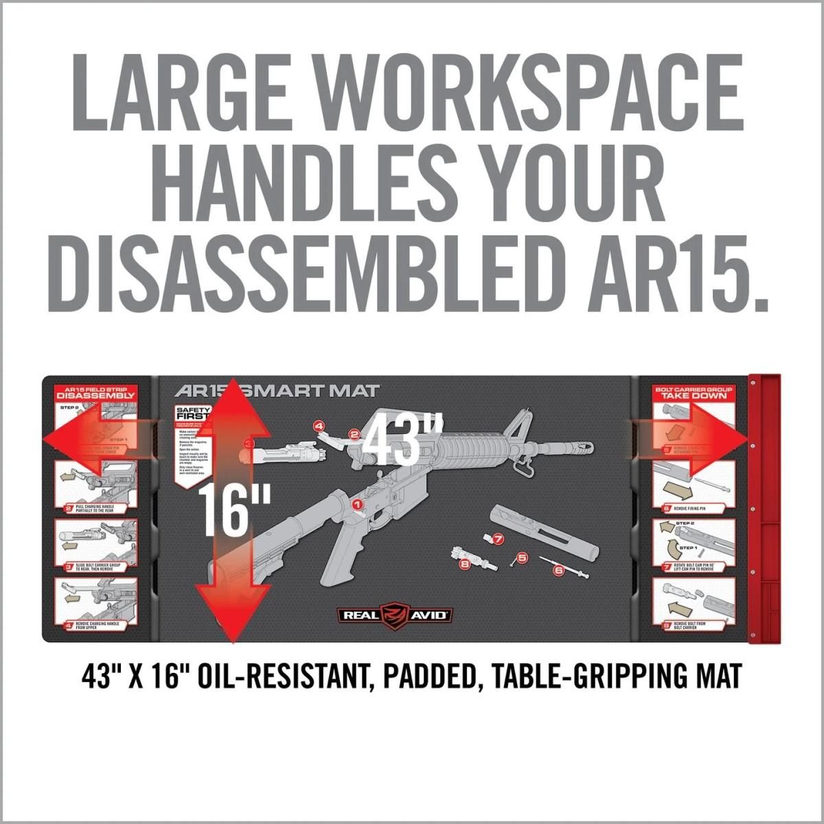 Real Avid AVAR15SM AR-15 Smart Mat Black/Red 43in x 16in Diagram Illustrati view 3