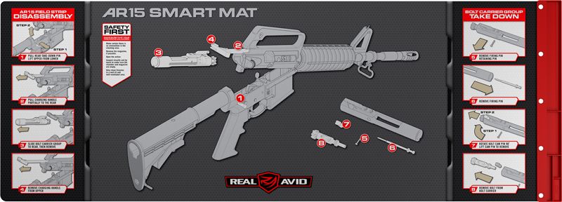 Real Avid AVAR15SM AR-15 Smart Mat Black/Red 43in x 16in Diagram Illustrati view 6