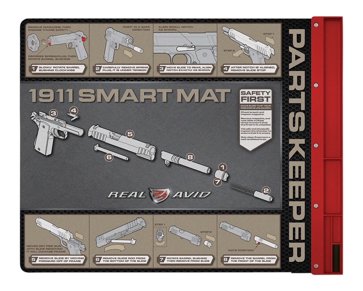 Real Avid AV1911SM 1911 Smart Mat Black/Red 19in x 16in Diagram Illustratio