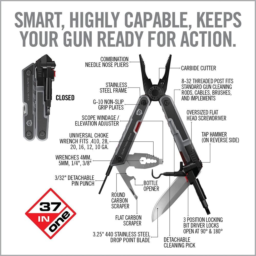 Real Avid Gun Tool Max, 37-in-1 Multitool for Pliers, Wire Cutters, Knife B view 4