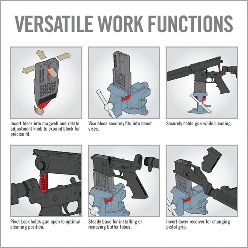 Real Avid AVAR15SFVB Smart-Fit Vise Block Gray/Red Polymer 223 Rem/5.56x45m view 2