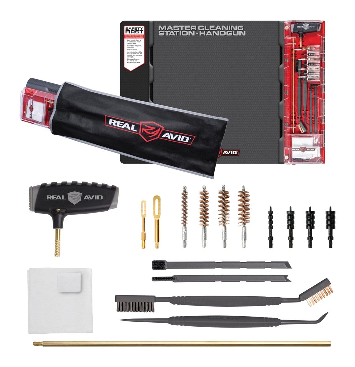 Real Avid Handgun Cleaning Kit Gun Mat For Pistol - 19x16in Includes Rod, J