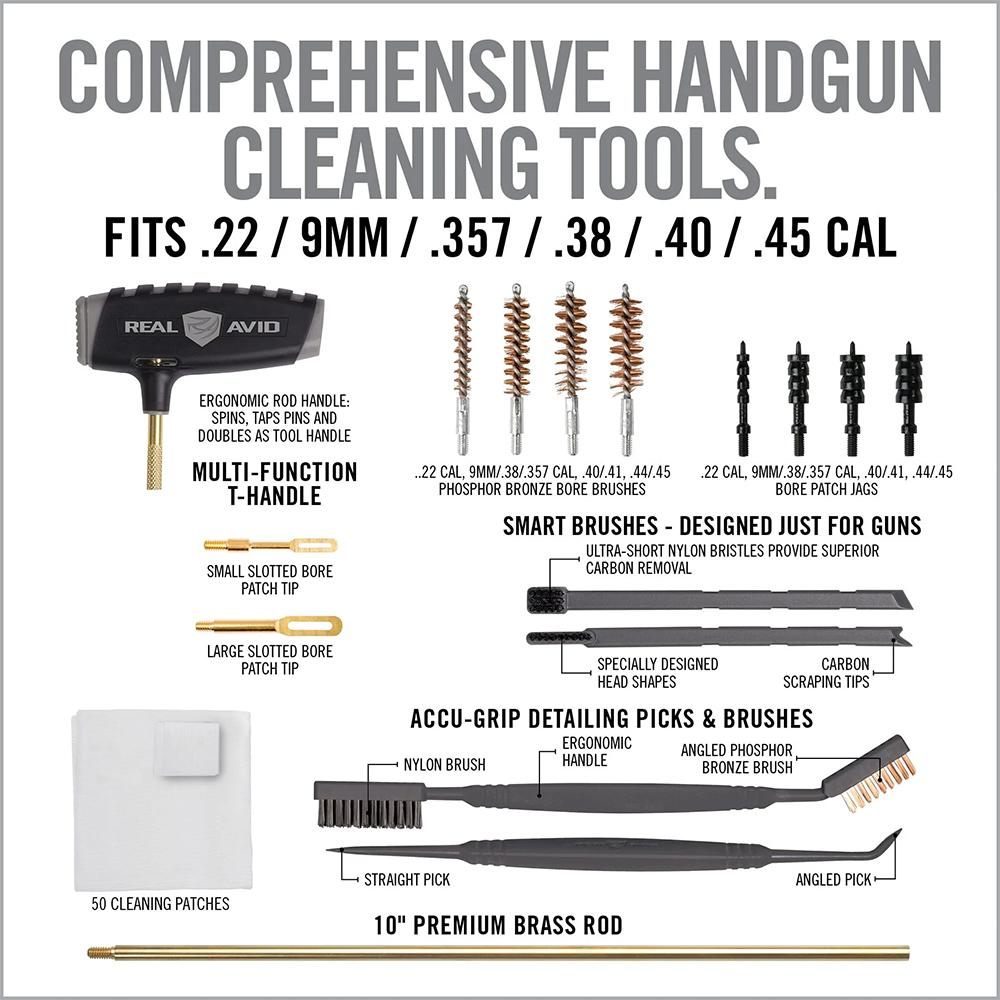 Real Avid Handgun Cleaning Kit Gun Mat For Pistol - 19x16in Includes Rod, J view 7