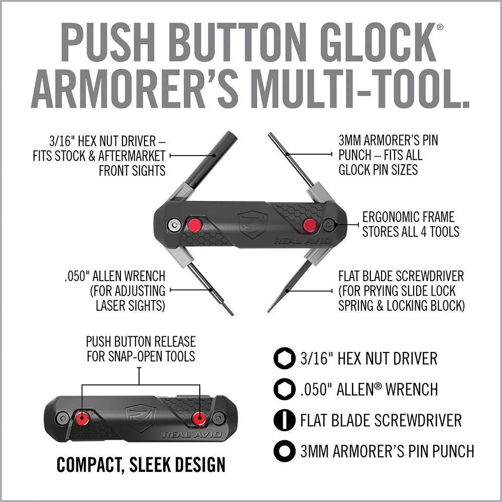 Real Avid 4-in-1 Tool for Glock Handguns, Compact Gun Multitool with Front view 5