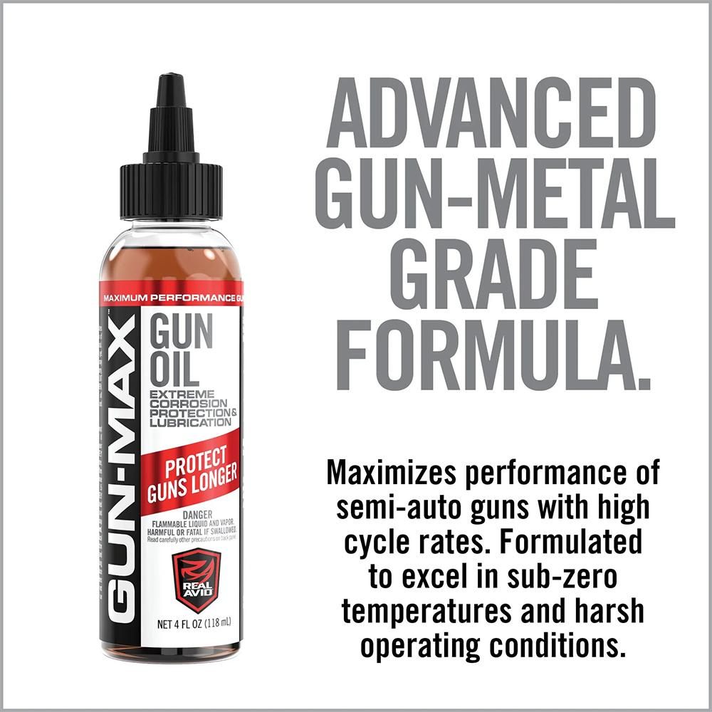 Real Avid AVBMGO4L Gun-Max Oil Cleans, Lubricates, Protects 4 oz Bottle view 2