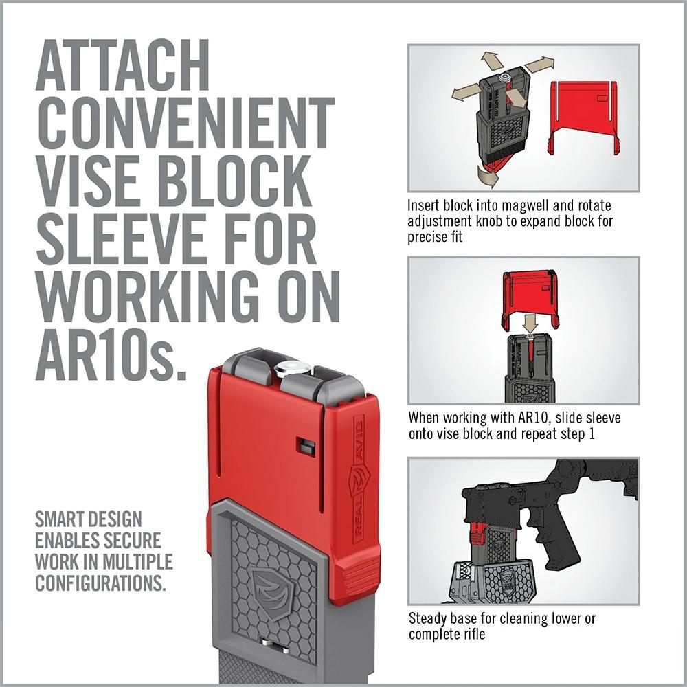 Real Avid AVAR10SFVBS Smart-Fit AR-10 Vise Block Sleeve Red/Gray w/ Expansi view 2