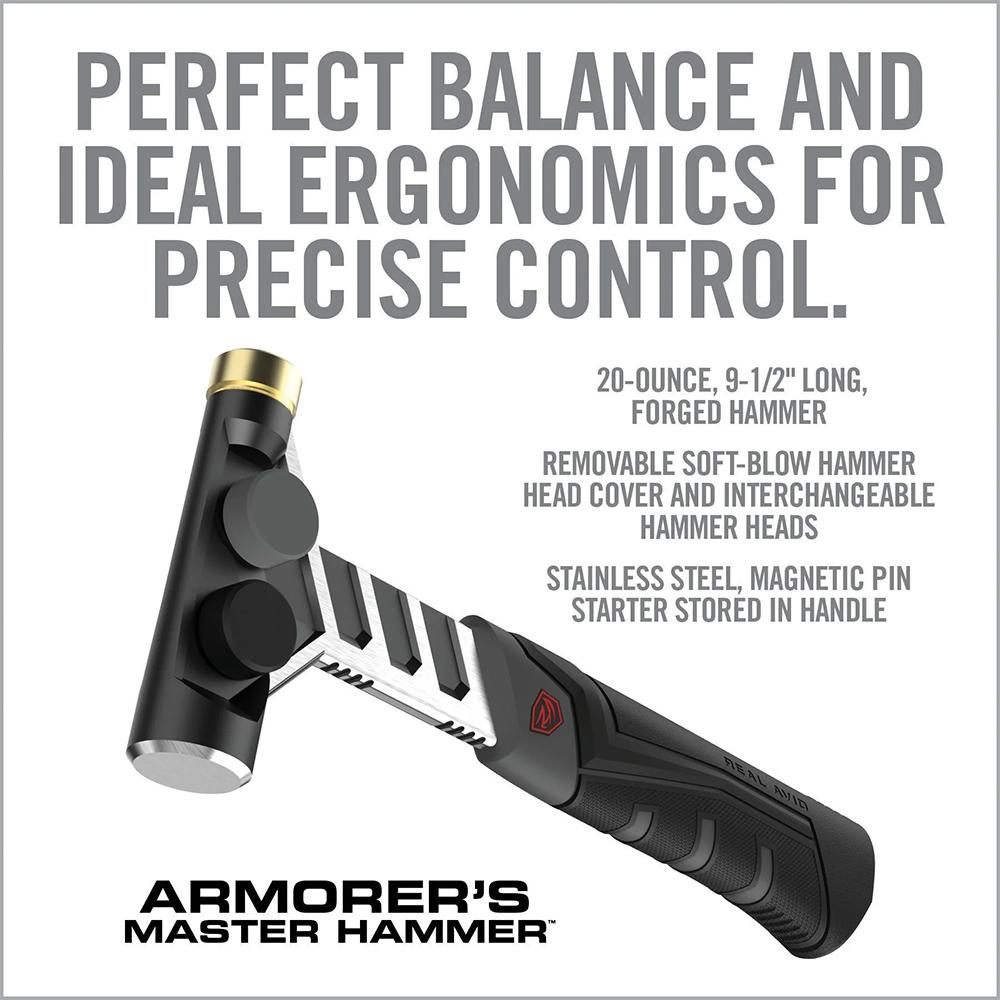 Real Avid AVARMHAM Armorer's Hammer Black/Stainless, Features Magnetic Pin view 3