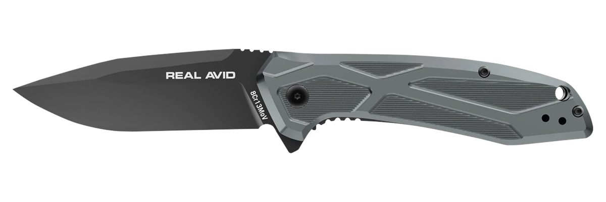 Real Avid AVRAV2 RAV-2 3.25in Folding Drop Point Plain Black Oxide 8 Cr13 M