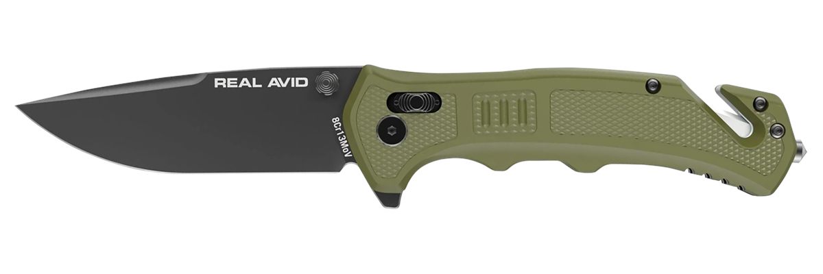 Real Avid AVRAV4 RAV-4 3.25in Folding Drop Point Plain Black Oxide 8 Cr13 M