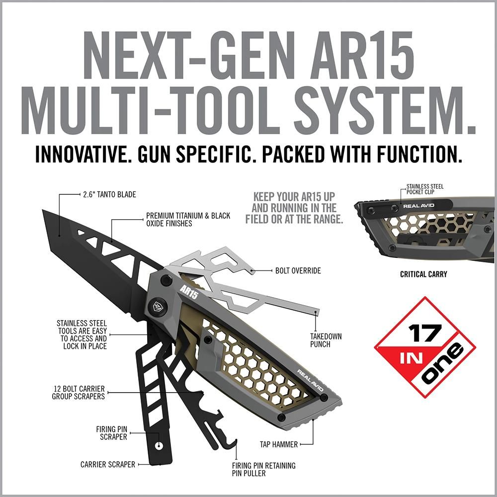 Real Avid Avgtear Gun Tool Edge AR-15 Stainless Steel 2.60in Tanto view 3
