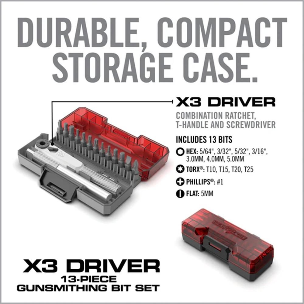 Real Avid AVX3GBS13 X3 Driver Gunsmithing Bit Set Silver 13 Pieces view 3