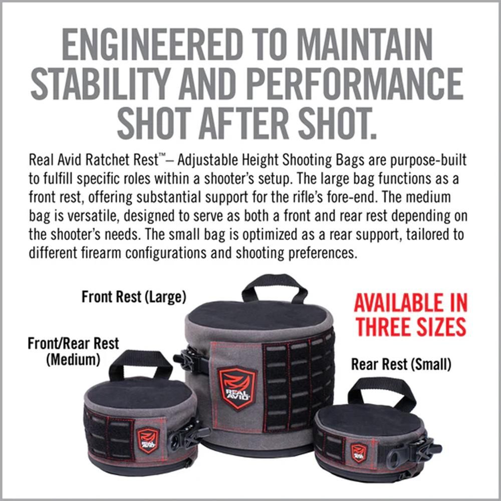 Real Avid Ratchet Rest Adjustable Height Shooting Bag Front Medium