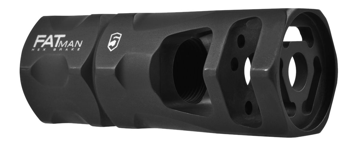 Phase 5 Weapon Systems FATMAN556 Hex Brake Black Parkerized Steel with 1/2i