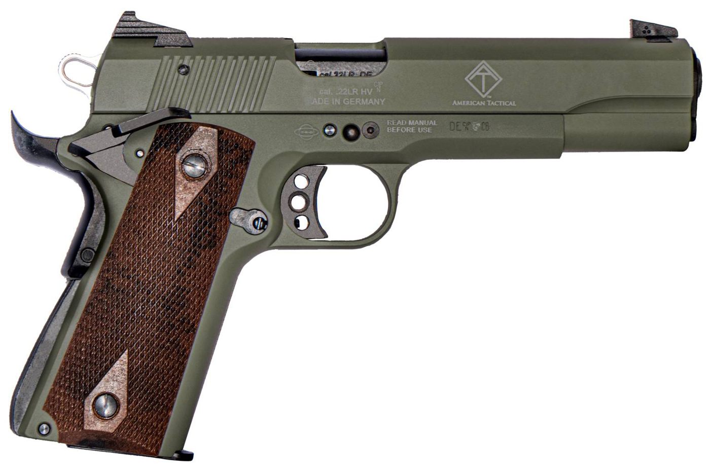 American Tactical GSG 1911 22 LR 10+1 5in Threaded Barrel, OD Green Serrate