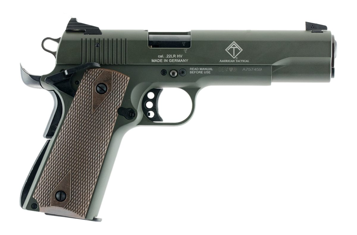 American Tactical GSG 1911 22 LR 10+1 5in Threaded Barrel, OD Green Serrate view 2