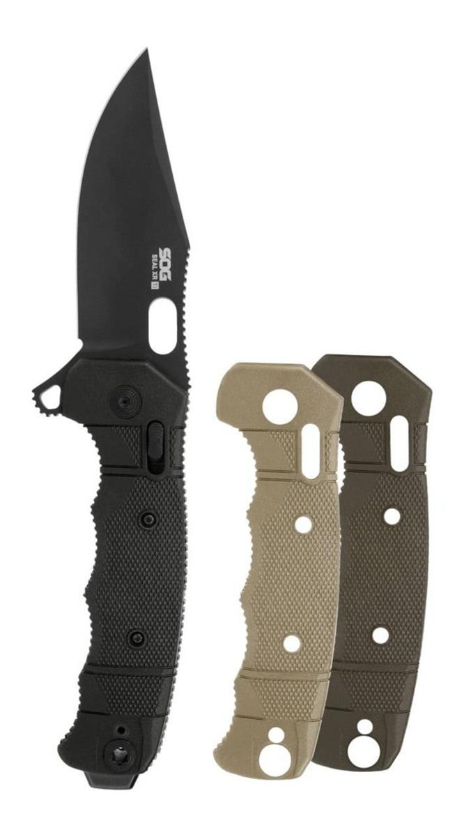 SOG Knives Seal XR 3.90in Folding Clip Point Plain Black MagnaCut Blade, Te view 2
