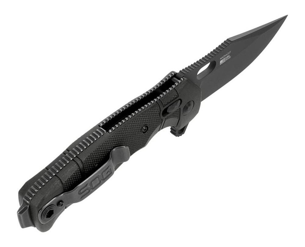 SOG Knives Seal XR 3.90in Folding Clip Point Plain Black MagnaCut Blade, Te view 3