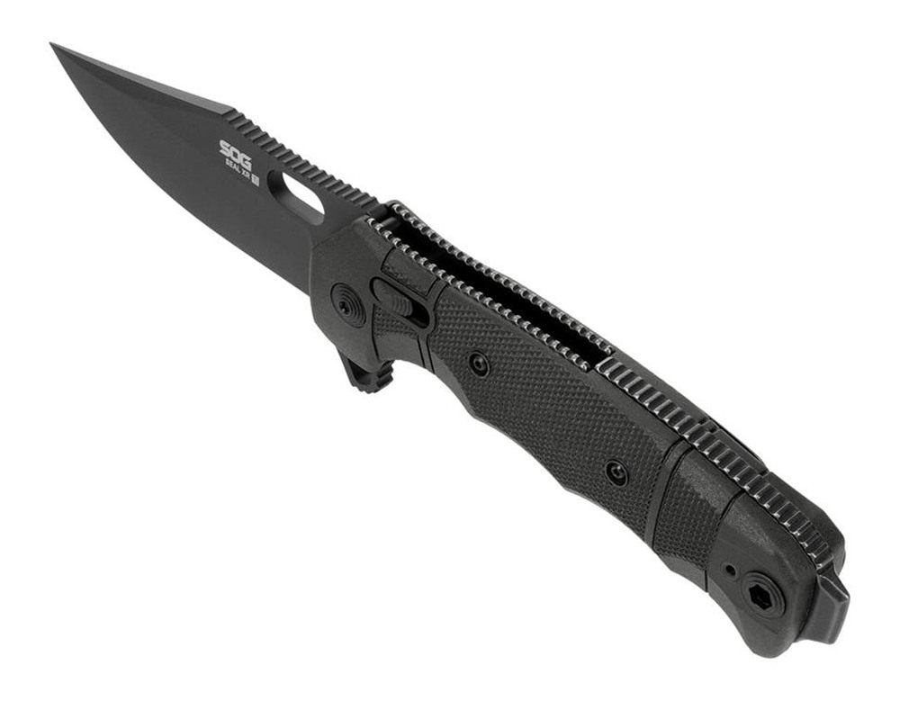 SOG Knives Seal XR 3.90in Folding Clip Point Plain Black MagnaCut Blade, Te view 4
