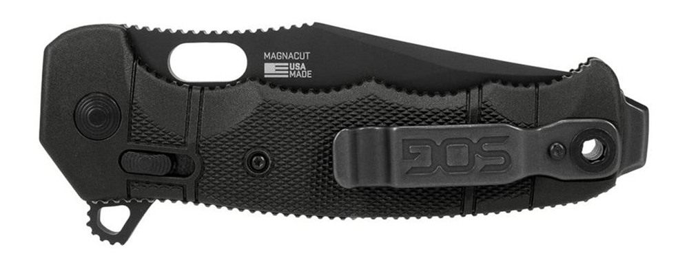 SOG Knives Seal XR 3.90in Folding Clip Point Plain Black MagnaCut Blade, Te view 5
