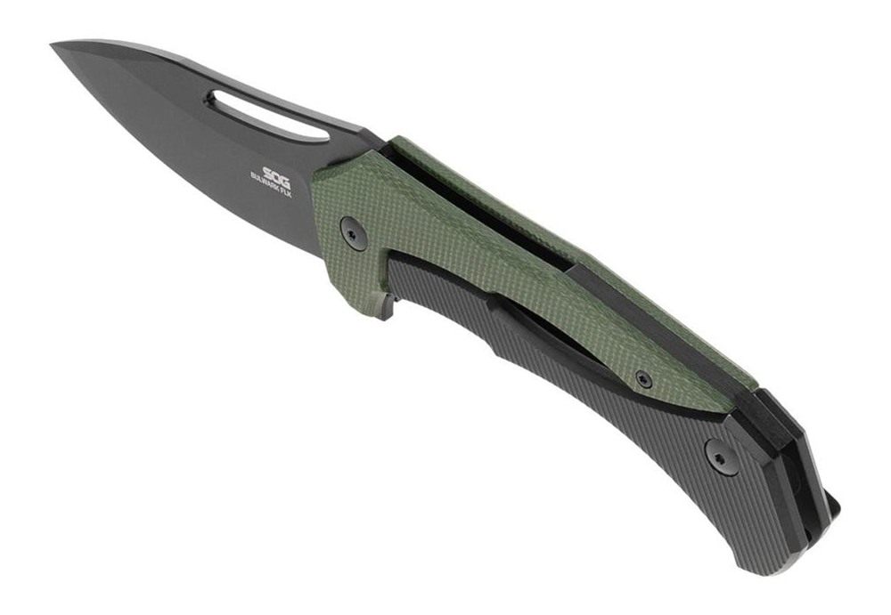 Sog Specialty Knives Bulwark FLK Folding Knife 3in Drop Point Blade OD Gree
