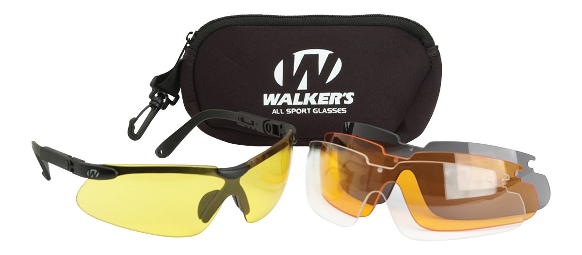 Walker's Sport Glasses with 4 Interchangeable Lens, Impact-Resistant Durabl