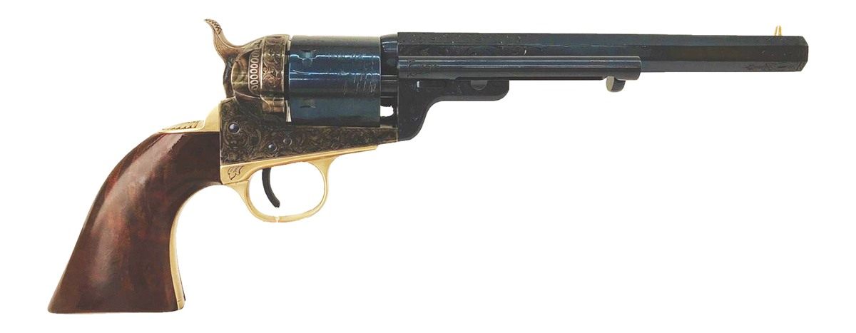 Cimarron Firearms 1851rm WB Hickok 38spl Charcoal Blued Engraved