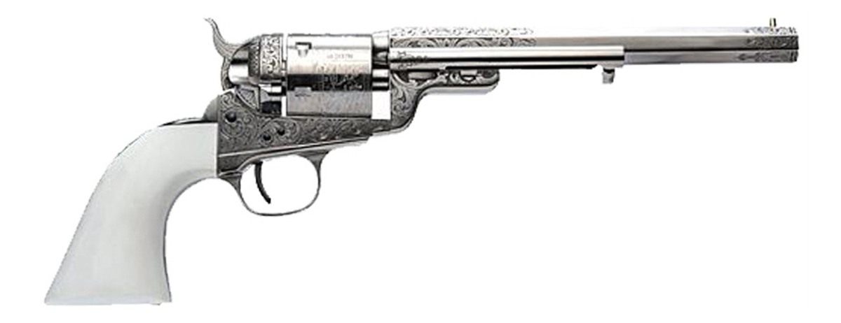 Cimarron Firearms 1851RM WB Hickok 38SPL 7.5in FS Nickel Engraved