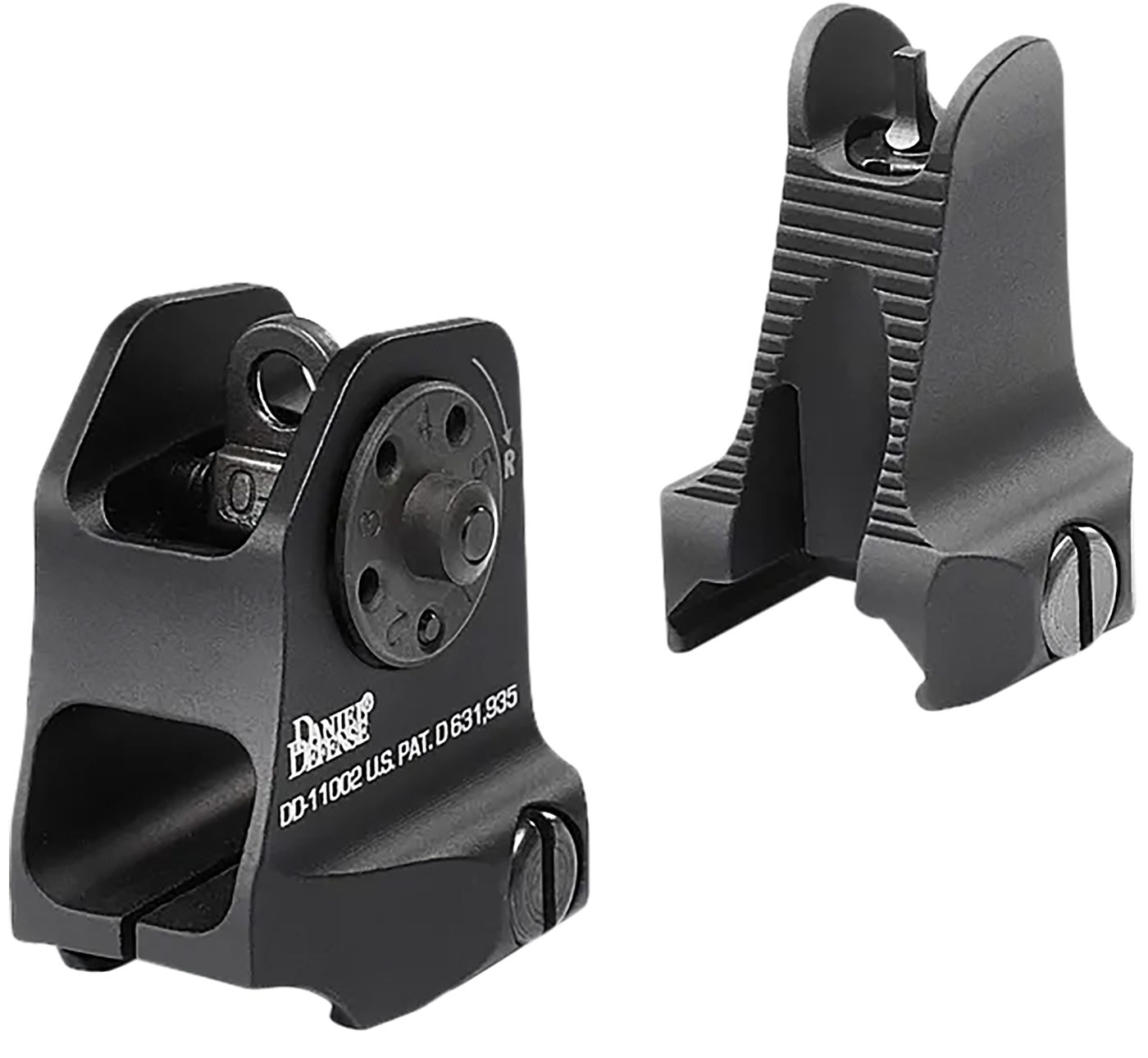 Daniel Defense 1908809116 AR-15 Iron Sight Set Black Hardcoat Anodized Fixe