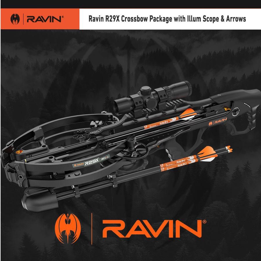 Ravin Crossbows R29X Package with Illum Scope Arrows Draw Handle Black